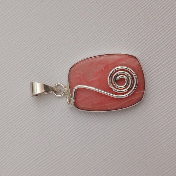 Alpaca Mexico Silver earrings and necklace set in Salmon color - Picture 5 of 7